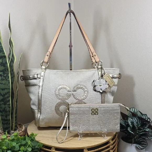 Coach Julia Op Art “C” Shoulder Bag and Wallet - Picture 1 of 16